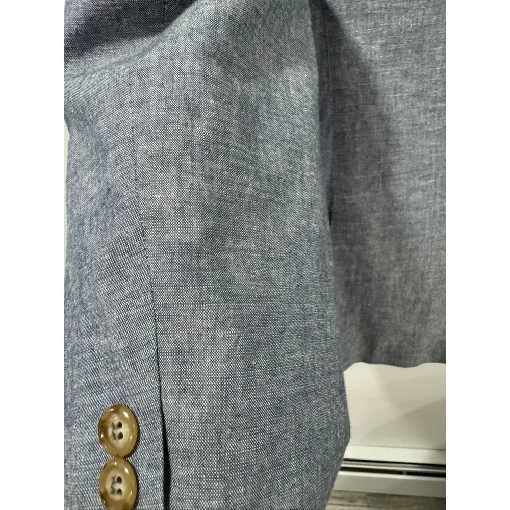 J. Crew Men Blue Linen Cotton Blend Two Button Blazer Sport Coat 38S
